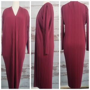 Max Mara Leisure Plisse Pleated Tubo Midi Dress Red Size Medium